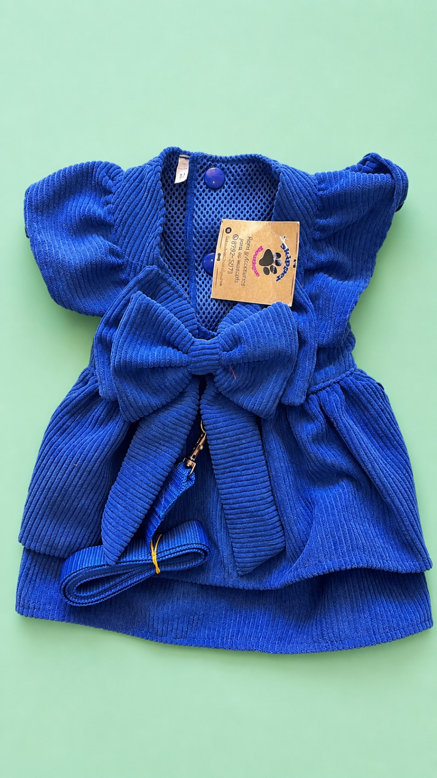 Vestido azul con moño